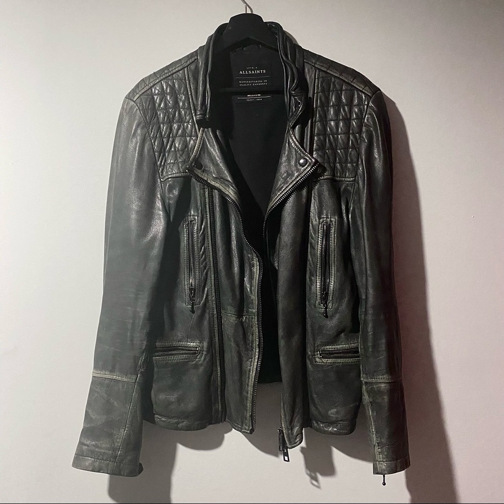 All Saints leather jacket mens